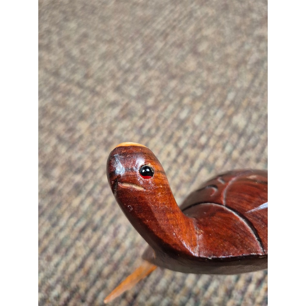 Hand‎ Carved Wood Turtle Figurine Folk Art Rustic Decor Small Sculpture - Picture 3 of 6